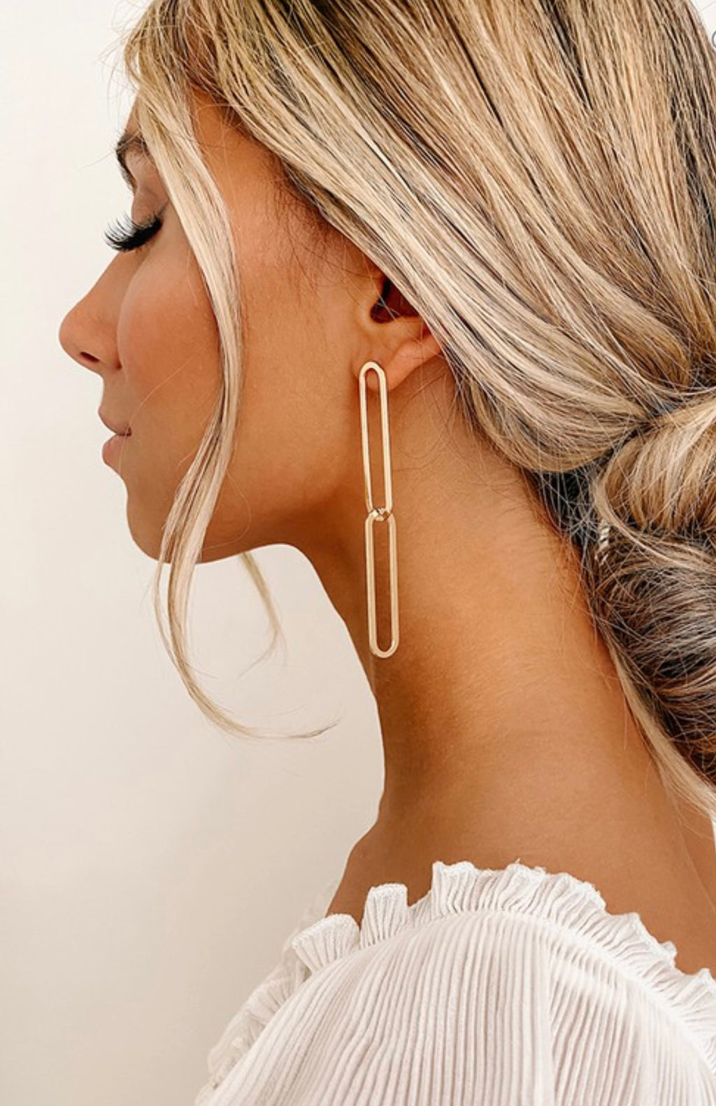 Gold Drop Paper Clip Earrings